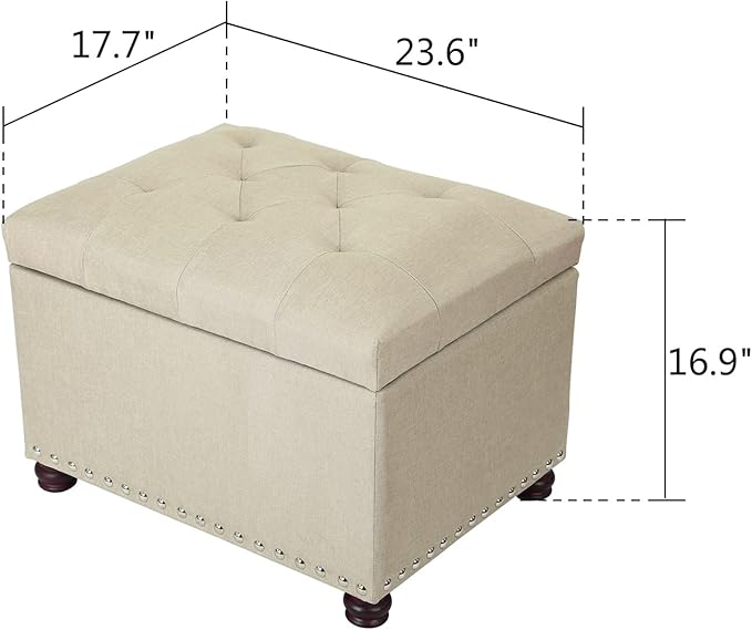 Joveco Storage Ottoman Bench Rectangular Fabric Organization Tufted Footrest for Living Room Bedroom, Upholstered Padded Footstool Coffee Table Seat with Lift Top
