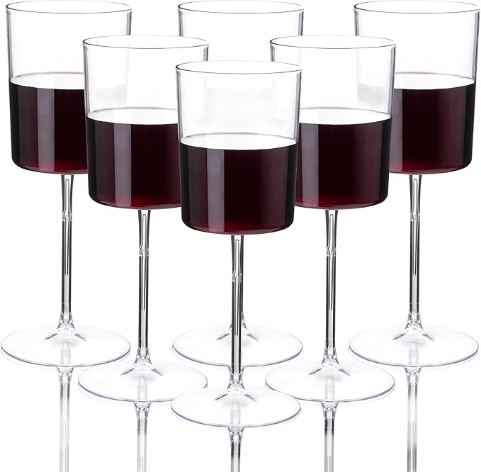 Ciaell 12 Pack Clear Plastic Wine Glasses - 14Oz Plastic Wine Glasses with Stem - Disposable Stemmed Wine Glass for Parties & Weddings & Outdoor