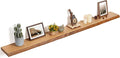 Floating Shelves for Wall Decor, Rustic Solid Elm Wood Live Edge Floating Shelves Wall Mounted, Wall Shelves with Invisible Bracket for Living Room Bathroom Bedroom Kitchen, 72 Inch, Natural