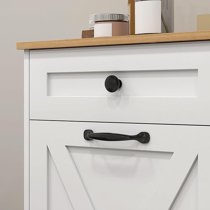 HOMCOM Tilt Out Laundry Hamper Cabinet with 2 Removable Baskets, Freestanding Bathroom Storage Cabinet with 2 Drawers, Trash Can Cabinet for Living Room, Laundry Room, White