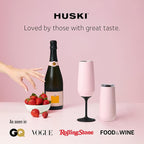Huski Champagne Flute | NEW | Award-winning Design with Detachable Stem | Premium Stainless Steel Champagne Glass with Lid | Triple Insulated Tumbler | 8oz Capacity | Great Gift (Brushed Stainless)