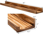AZSKY Rustic Wood Floating Shelves for Nursery Books Long Wall Bookshelf Photo Picture Ledge Shelf with Lip Wall Shelf for Kids Bedroom Bathroom Living Room Office Frames 36 Inches Set of 2