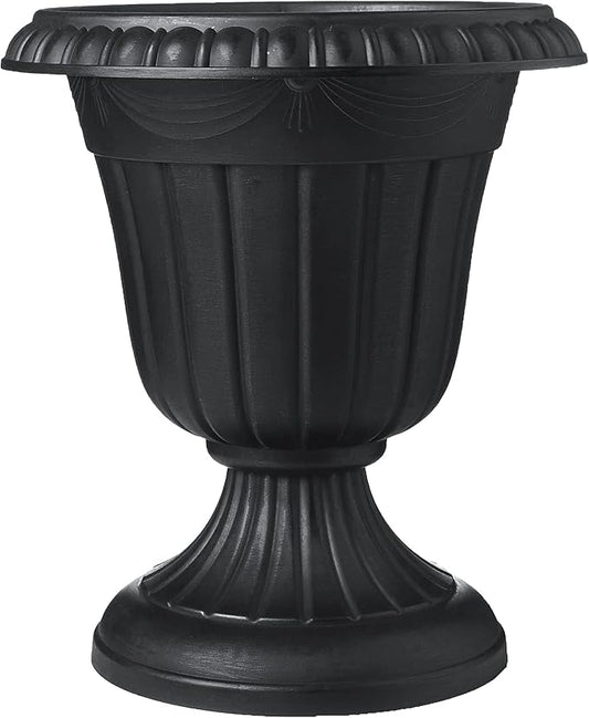 PL00BK Classic Traditional Plastic Urn Planter, Black