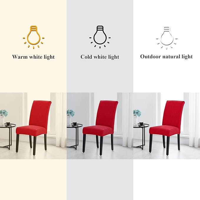 Joccun Chair Covers for Dining Room Set of 6, Dining Chair Slipcovers Stretch Dining Room Chair Covers Seat Protector,Washable Parsons Chair Cover for Home,Hotel,Banquet(Ruby,6 Pack)