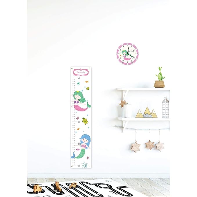 Sungwon Personalized Kids Canvas Growth Chart, Mermaid