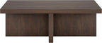 Henn&Hart 44" Rectangular Wood Pedestal Low-Profile Coffee Table for Living Room, Family Room, or Office, Alder Brown