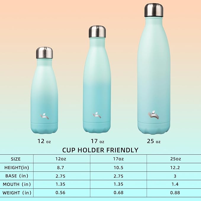 Insulated Water Bottles,17 oz Double Wall Stainless Steel Vacumm Metal Flask for Sports Travel,Mint