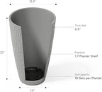 LA JOLIE MUSE 20 inch Tall Planters, Tall Round Planters for Indoor/Outdoor Plants, Grey Flower Pots for Front Door,Patio and Deck,Honeycomb