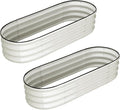 2 Pcs 4.5x2x1.5ft Oval Raised Garden Bed,Galvanized Raised Beds,Open-Ended Base Metal Raised Planter Beds,Garden Bed Outdoor,Planter Raised Boxes for Vegetables,Flowers,Tool-Free Asse,White