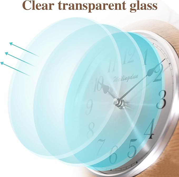 TXL Mantel Clock, Silent Wood Table Clock Battery Operated, Desk Shelf Vintage Clock for Living Room,Home Decor Gift, T20211