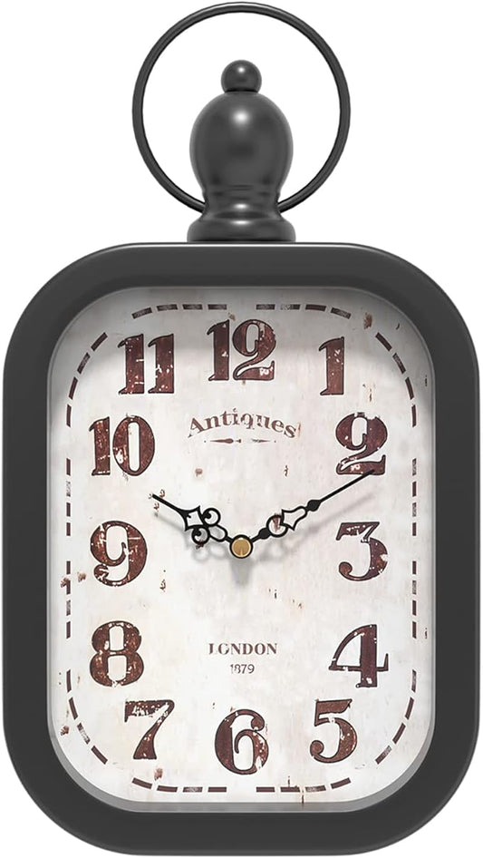 Menterry Small Retro Rectangle Wall Clock, Black Antique Vintage Style Decor Wall Clocks for Farmhouse,Bedroom,Kitchen,Bathroom (11" H x 6.1" W)