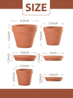 INGOFIN Terracotta Pots Set with Saucer - 5/6/7 inch Ceramic Clay Planters with Drainage Hole, Garden Flower Succulent Pots with Tray for Indoor Outdoor Plants, Set of 3