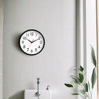 12 Inch Wall Clock Silent Non-Ticking Battery Operated Analog Clock Decorative for Office Kitchen Outdoor Living Room Classroom Bedroom Bathroom School(Black)