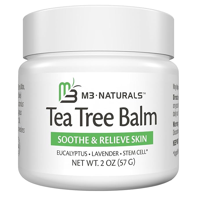M3 Naturals Tea Tree Oil Foot Balm – Soothing Moisturizer for Dry, Cracked Feet & Nails | Hydrating & Nourishing Skin Care for Tired, Rough, and Calloused Feet | Refreshing 2 oz Balm