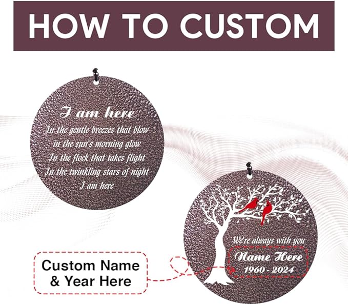 Personalized Sympathy Wind Chimes, Personalized Wind Chimes for Loss of Loved One, Commemorative Sympathy Gifts for Funerals, in Memory of Dad/Mom/Husband/Wife, Ship from US