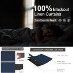Navy Blue Blackout Curtains for Living Room 84 Inch Length 2 Panel Set Back Tab Pocket Midnight Dark Blue Black Out Linen Window Drape Thermal Insulated Room Darkening Curtain for Bedroom Boys 84 Long