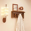 Wall Mounted Piano Key Hanger | Flip Style Hook | Entrance Wall Art Hook, Made of Oak Wood (3 Times Painted, 4 Times Polished) (Tray Walnut, 4Hooks)