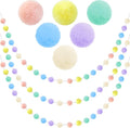 3pk Pastel Pom Pom Garland Easter Decorations Spring Home Decor Indoor Living Room Wall Classroom Xmas Tree, Cute Hanging Rainbow Colorful Felt Ball Garland Baby Shower Wedding Birthday Party Supplies