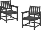Patio Dining Chair Set of 2, HDPE Outdoor Dining Chair, Ergonomic HDPE Dining Chairs with Deep Seating, All Weather Outdoor Chairs Furniture for Backyard, Deck, Garden, Poolside, Obsidian