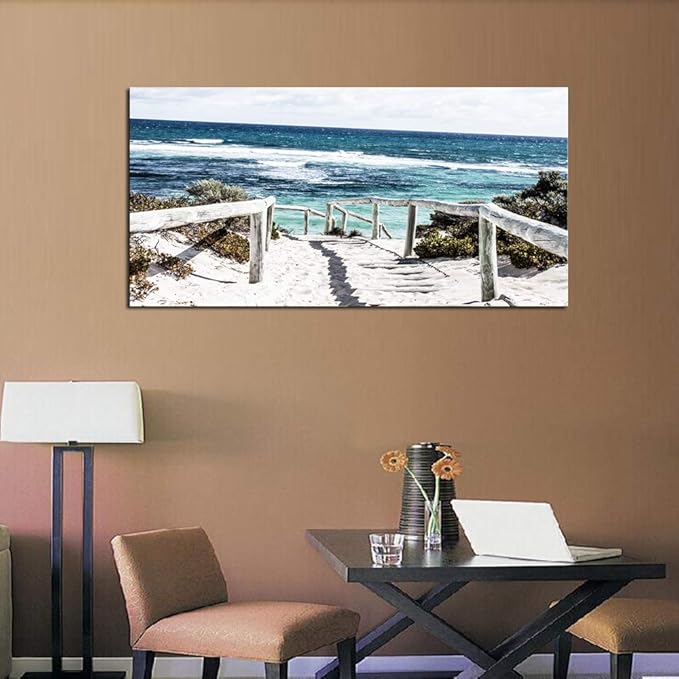 DZL Art S74250 Rottnest Island Beach Seascape Painting Sea Nature Pictures Wall Art Canvas Prints Painting Ready to Hang for Living Room Bedroom Decor Office Wall Decor Home Decoration