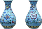 Set of Two Handmade Chinese Blue & White Porcelain Wall Mounted Vases – Chinoiserie Ceramic Flower Vase for Indoor Home Décor, Wall Hanging Vases for Living Room & Bookshelf