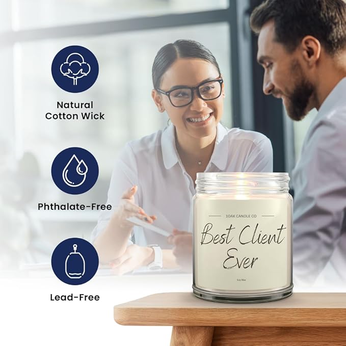 1OAK Vanilla Scented Candles - Appreciation Gifts for Clients - Client Candle - Thank You Client Gifts for Corporate Women, Men, Hairdresser, Lawyer, Realtor, Real Estate Agent, Paralegal, Attorneys