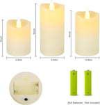 Aignis Indoor Flameless LED Candles Battery Operated with Remote Timer and Wax-Like Shell for Home/Wedding/Holiday Decor, Set of 3(D 2.95" x H 4"/5"/6")