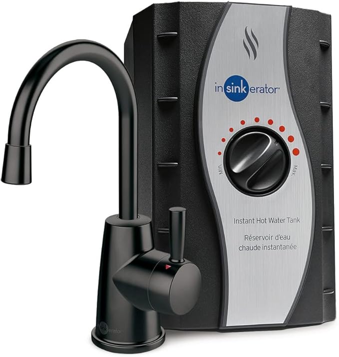 InSinkErator Stainless Steel Tank, H250MBLK-SS HOT250 System, Single-Handle Matte Black Faucet with 2/3-Gallon Instant Hot Water Dispenser