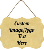 Personalized Wooden Welcome Sign Front Door Decor - Customized Image/Text Hanging Sign for Home Office - Farmhouse Decorations 11.2 * 8 Inch