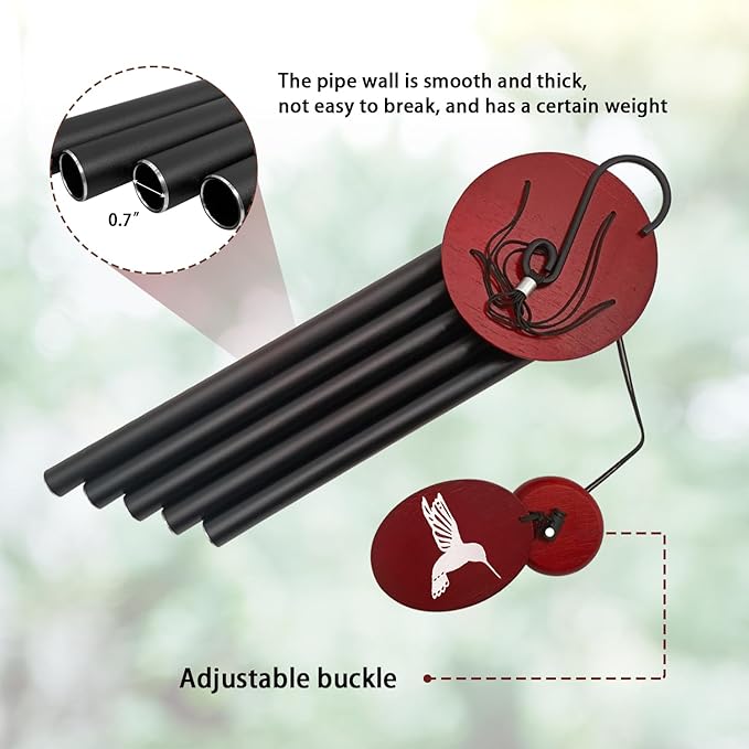 Hummingbird Wind Chimes – 33" Outdoor Tuned Melody Wind Chime, Soothing Memorial Gift for Mom & Grandma, Weather-Resistant Metal Chimes for Garden, Patio, Yard & Home Décor