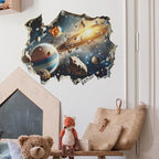 Quanhaigou 3D Galaxy Outer Space Wall Decals Stickers Wall Murals Wallpaper Decor for Home Floor Living Room (Universe Planet)