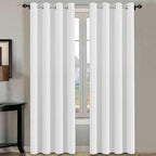 H.VERSAILTEX White Curtains 84 inches Long for Living Room Thermal Insulated Room Darkening Window Treatment Panels Drapes Light Reducing Curtains for Bedroom, 2 Panels, 52" W x 84" L, White