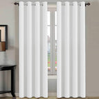 H.VERSAILTEX White Curtains for Bedroom Thermal Insulated Curtains & Drapes Living Room 108 inches Long for Patio Glass Door Window Treatment Extra Long Panels Drapes 2 Panels, Pure White