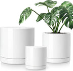 vancasso Ceramic Planters, Plant Pots for Indoor Plants, 6.25+8.25+10.25 Inch Ceramic Pots for Plants, Flower Pots with Drainage Holes, Planters Pot for Indoor House Plant, Set of 3, White