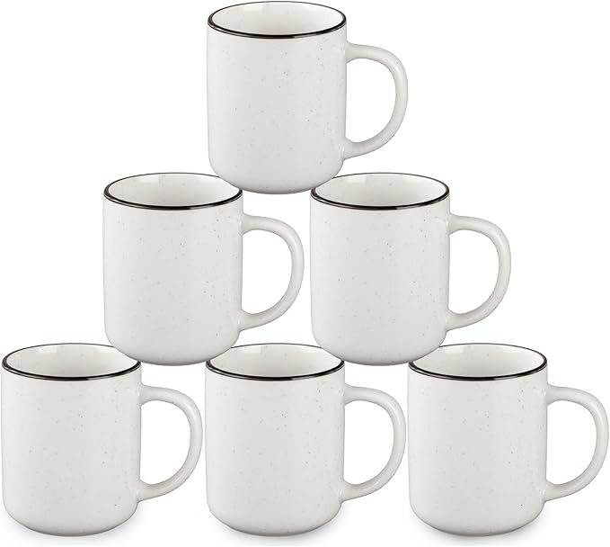 Ceramic Coffee Mug 12 oz Porcelain Coffee Mugs Set of 6 - Ceramic Coffee Cups with Handle and Speckled Patterns for Latte, Tea, Cocoa, Milk, Cappuccino, Microwave & Dishwasher Safe