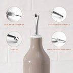 famiware Milkyway 16oz Ceramic Olive Oil Dispenser Bottle, 1 Piece Oil Dispenser for Kitchen with Stainless Steel Pourers, Suitable for Storage Vinegar, Soy Sauce, Coffee Syrup, Cinnamon Brown