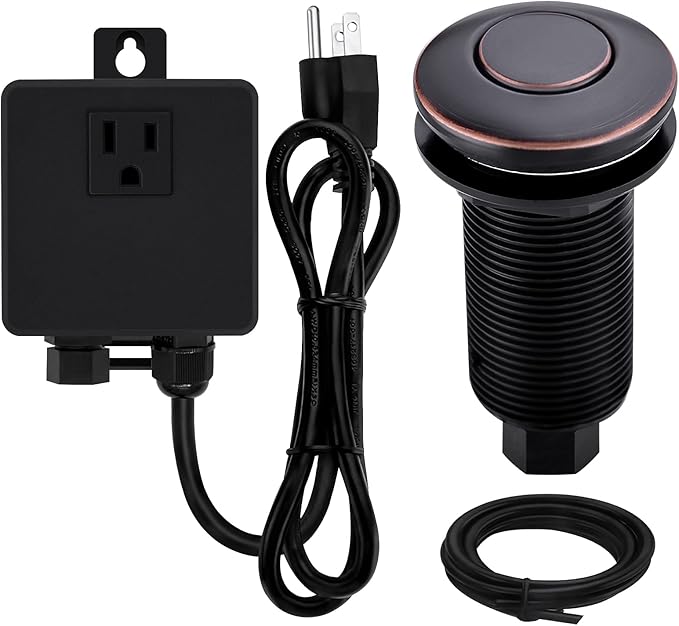 Garbage Disposal SinkTop Air Switch Kit with Long Button,Brass Made Cover,Oil Rubbed Bronze