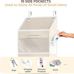 Over the Door Organizer with Drawers, 5 Tier Hanging Storage with Removable Bins & 10 Side Pockets, Over Door Closet Organizer for Baby Items, Yarn, Bed Sheets, Clothes, Toys, Towels – Beige