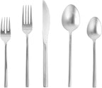 FORTESSA Arezzo 18/10 Stainless Steel Flatware, 5 Piece Place Setting With Knife, Forks and Spoons (Service For 1), Dishwasher Safe, Brushed Gold