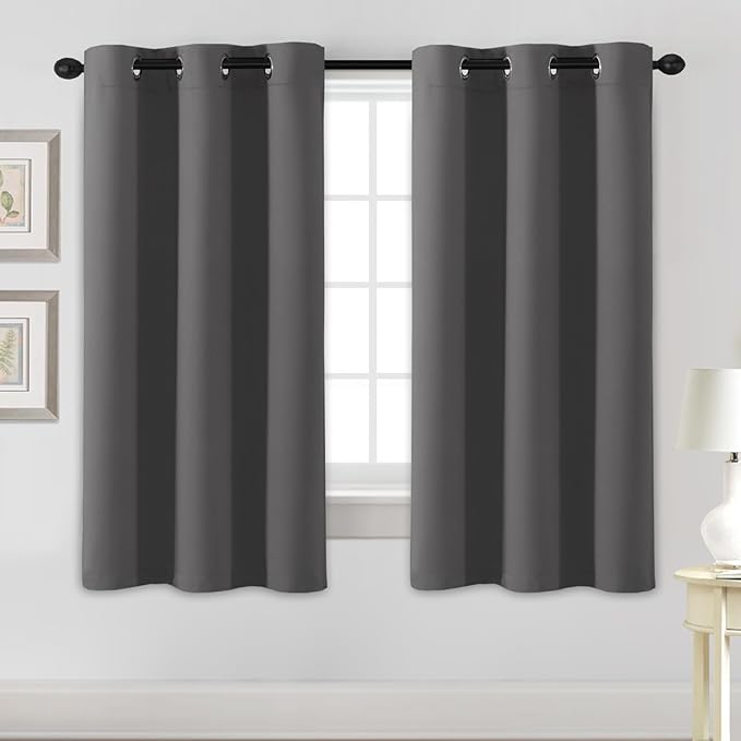 H.VERSAILTEX Blackout Curtains for Bedroom Thermal Insulated Room Darkening Living Room Curtains 63 Inch Long Grommet Privacy Protection Window Curtain Panels/Drapes, 2 Panels, Charcoal Grey