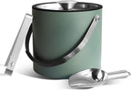 3L Ice Bucket with Silicone Lid, Scoop, Tongs & Strainer, Stainless Steel Double Wall Insulated Ice Buckets for Parties & Cocktail Bar, Outdoor Champagne Ice Container Bin, Dusty Green