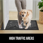 GORILLA GRIP 100% Waterproof All-Season WeatherMax Doormat, US Designed Natural Rubber, Stain and Fade Resistant, Low Profile Indoor Outdoor Door Mats, Easy Clean Patio Mat, 17x29, Charcoal Hello