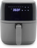 GreenLife Compact Electric Air Fryer Oven, 5.3 QT, PFAS-Free Ceramic Nonstick Drawer, 8 One Touch Digital Display, Easy View Window, Auto Shut-Off Timer, Dishwasher Safe Parts, 1500 Watts, Graphite