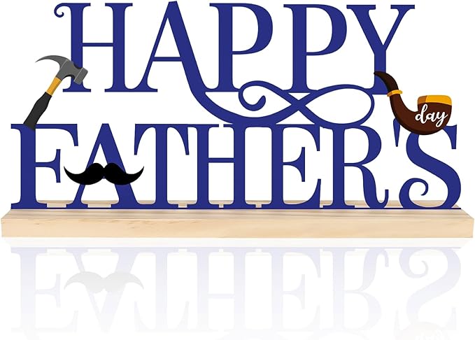 COCHIE Metal Happy Father's Day Sign, Fathers Day Decorations for Home, Shelf, Mantel, Indoor, Table Top Party Decoration, Fathers Day Gift for Dad from Daughter Son (Father's Day)