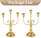 Sziqiqi Gold Taper Candle Holder for Centerpiece - 3-stem Candlesticks Holder for Wedding Table Centerpieces Metal Candle Stick Holders for Fireplace Mantle 2pcs