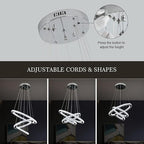 Buccleuch Modern Crystal Chandelier, Dimmable LED Pendant Light Fixture 3-Ring Adjustable Stainless Steel Ceiling Light, Silver Crystal Chandeliers for Dining Room, Bedroom, Living Room - ETL Listed
