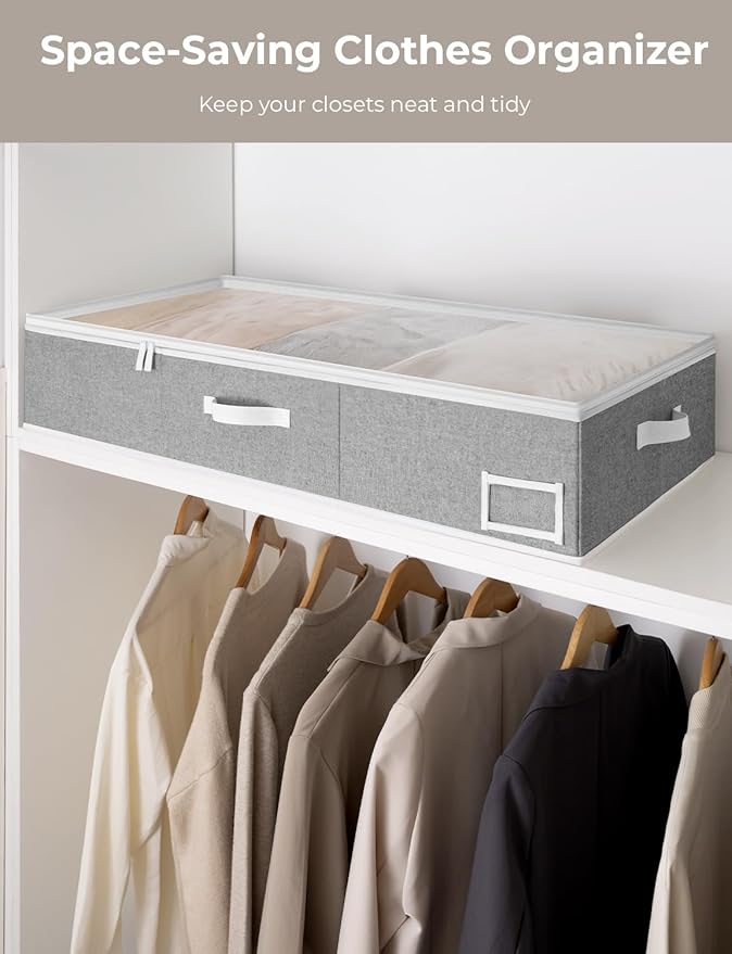StorageWorks Extra Large Under Bed Storage Containers with Handles and Label Holder, 2 Pack Ultra-thick Fabric Underbed Bins, Closet Organizer for Clothes, Blankets, Sweater