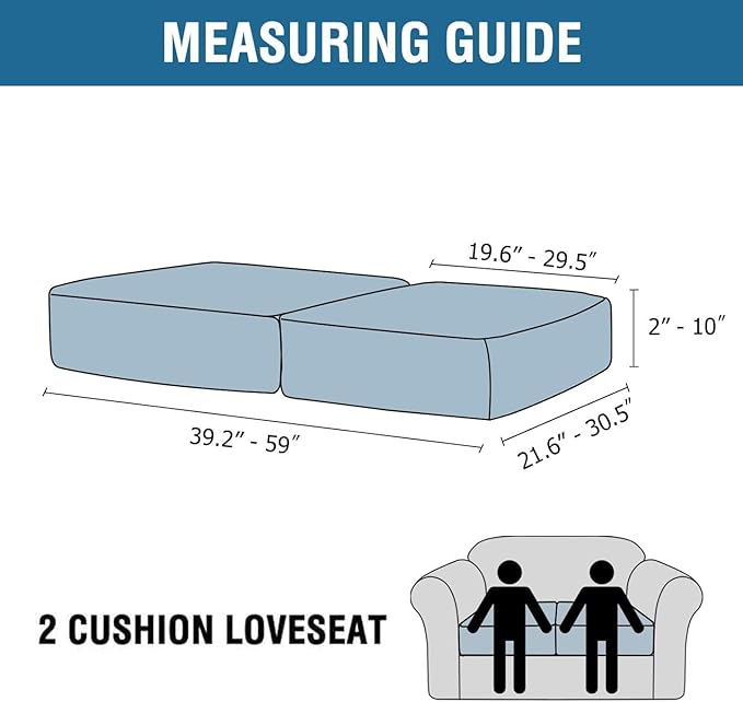 H.VERSAILTEX Velvet Stretch Couch Cushion Cover Plush Cushion Slipcover for Loveseat Cushion Furniture Protector Seat Cushion Sofa Cover (2 Piece Medium Sofa Cushion Covers, Oatmeal)