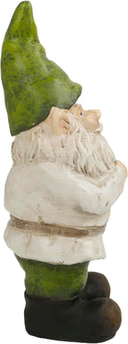 Alpine Corporation - 12" Tall Outdoor Garden Gnome Yard Statue Decoration – Playful Resin Gnome with Earthtone Colors - Durable, Weatherproof Lawn Sculpture for Patio, Deck, Yard