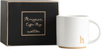COLLECTIVE HOME - Monogram Ceramic Mugs, 15 oz Golden Initial Coffee Cups, Elegant Alphabet Tea Mugs, Elegant Personalized Mug with Gift Box, Luxurious Cups for Office and Home (h)